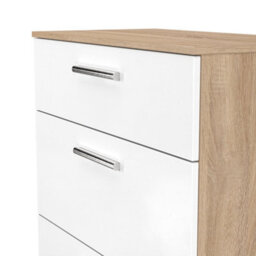 Trent 3 Drawer Deep Chest Of Drawers In White Matt & Black Matt (Ready Assembled) - thumbnail 5