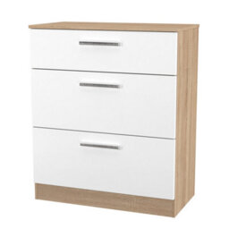 Trent 3 Drawer Deep Chest Of Drawers In White Matt & Black Matt (Ready Assembled) - thumbnail 4