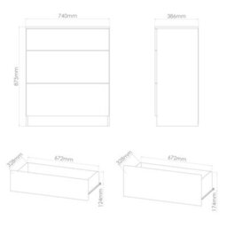 Trent 3 Drawer Deep Chest Of Drawers In White Matt & Black Matt (Ready Assembled) - thumbnail 7