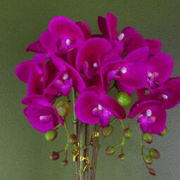 Leaf 52Cm Artificial Orchid Large Dark Pink And Silver - thumbnail 2