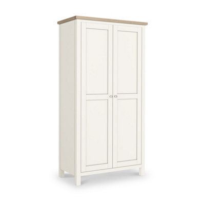 Farro Coconut White Kitchen Larder Unit With Washed Oak Top - By Roseland Furniture - image 1