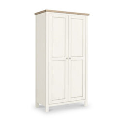 Farro Coconut White Kitchen Larder Unit With Washed Oak Top - By Roseland Furniture - thumbnail 1
