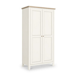 Farro Coconut White Kitchen Larder Unit With Washed Oak Top - By Roseland Furniture - thumbnail 2