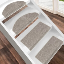 Floordirekt Dynasty Velours Self Adhesive Edged Hard Wearing Velour Stair Tread Mat For Indoor Stairs Semicircular Silver Grey 23.5 X 65 Cm - thumbnail 2