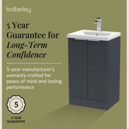 Balterley Fluted Front Floor Standing 2 Door Vanity Basin Unit With Ceramic Basin 500mm - Dark Grey - thumbnail 6