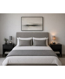 Lighting Supermarket Small Silver Brush Metal Touch Table Lamp With Grey Shade - thumbnail 7