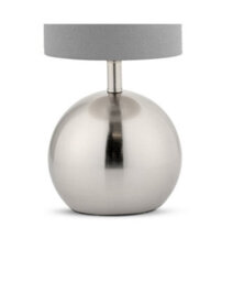 Lighting Supermarket Small Silver Brush Metal Touch Table Lamp With Grey Shade - thumbnail 3