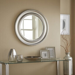 The Online Mirror Shop Wall Mirror Hamilton Round Shape With Silver Frame - H 66Cm X W 66Cm X D 3Cm For Hanging In Bedroom Or Living Room - thumbnail 2