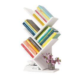Living And Home 5 Tier White Standing Bookshelves Tree Design Desktop Bookcase Display Rack 31X 60Cm - thumbnail 3