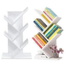Living And Home 5 Tier White Standing Bookshelves Tree Design Desktop Bookcase Display Rack 31X 60Cm - thumbnail 2