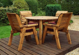 Charles Taylor Trading Four Seater Round Table Set With Cushions - W230 X D230 X H98 - Fully Assembled - Burgundy - thumbnail 2
