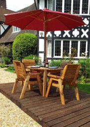 Charles Taylor Trading Four Seater Round Table Set With Cushions - W230 X D230 X H98 - Fully Assembled - Burgundy - thumbnail 4