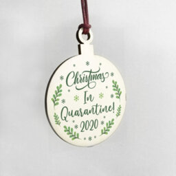 Red Ocean Christmas In Quarantine Christmas Bauble Wood Christmas Tree Decoration 2020 Lockdown Gifts - thumbnail 4