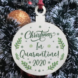 Red Ocean Christmas In Quarantine Christmas Bauble Wood Christmas Tree Decoration 2020 Lockdown Gifts - thumbnail 3