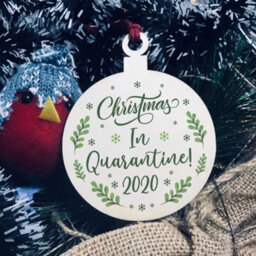 Red Ocean Christmas In Quarantine Christmas Bauble Wood Christmas Tree Decoration 2020 Lockdown Gifts - thumbnail 1
