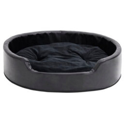 Berkfield Dog Bed Black 79X70X19 Cm Plush And Faux Leather - thumbnail 3