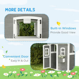 Outsunny Wooden Wendy House For Kids With Floor, For Gardens, Patios - Grey - thumbnail 7