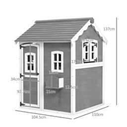 Outsunny Wooden Wendy House For Kids With Floor, For Gardens, Patios - Grey - thumbnail 3