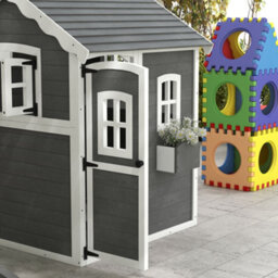 Outsunny Wooden Wendy House For Kids With Floor, For Gardens, Patios - Grey - thumbnail 8