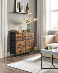 LEDREM Songmics Chest Of Drawers, Bedroom Cabinet, 7 Fabric With Handles, Metal Frame, Rustic Brown And Ink Black Lts 137 B 01 - thumbnail 9