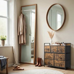 LEDREM Songmics Chest Of Drawers, Bedroom Cabinet, 7 Fabric With Handles, Metal Frame, Rustic Brown And Ink Black Lts 137 B 01 - thumbnail 2