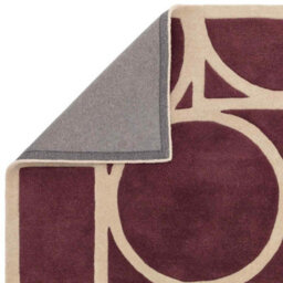 Plum Geometric Bordered ,modern Wool Rug For Bedroom & Living Room-120Cm X 170Cm - thumbnail 2