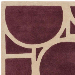 Plum Geometric Bordered ,modern Wool Rug For Bedroom & Living Room-120Cm X 170Cm - thumbnail 3