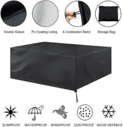 Garden Furniture Cover, Rectangular Table Protective Waterproof Uv-Resistant Tarpaulin (213 132 74Cm) - thumbnail 3