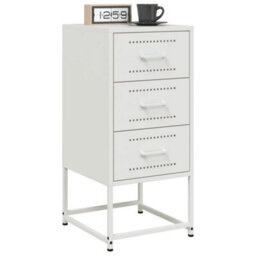 Berkfield Bedside Cabinet White 36X39X78 Cm Steel - thumbnail 4