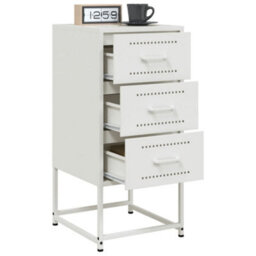 Berkfield Bedside Cabinet White 36X39X78 Cm Steel - thumbnail 5