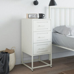 Berkfield Bedside Cabinet White 36X39X78 Cm Steel - thumbnail 3