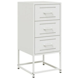 Berkfield Bedside Cabinet White 36X39X78 Cm Steel - thumbnail 2