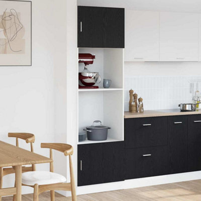 Walplus Microwave Cabinet Black Oak 60 X 57 X 207 Cm Engineered Wood - image 1