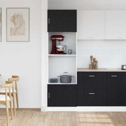 Walplus Microwave Cabinet Black Oak 60 X 57 X 207 Cm Engineered Wood - thumbnail 4