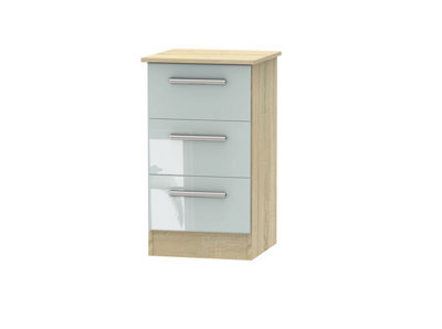 Trent 3 Drawer Bedside Cabinet In Grey & Bardolino Oak (Ready Assembled) - image 1