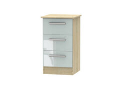 Trent 3 Drawer Bedside Cabinet In Grey & Bardolino Oak (Ready Assembled) - thumbnail 1