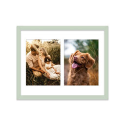 14X11 Inch 2 Opening Photo Collage Frame, Display Two 8X6 Inch Photos, Multi Aperture Family Picture Frame, Mint Green - thumbnail 1