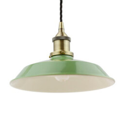 Mint Green Small Trinity Metal Painted Dome Pendant Light With Antique Brass Lamp Holder And Black Twisted Cable - Se Home - thumbnail 2