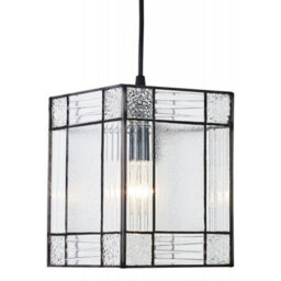 Happy Homewares Clear Glass Tiffany Easy Fit Pendant Shade With Square And Rectangular Panels - thumbnail 1