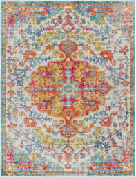 Livabliss Harput-Vintage Blue Orange Yellow Grey Traditional Boho Living Dining Bedroom Rug 160 X 220 Cm Easy Care, Non Shedding - thumbnail 1