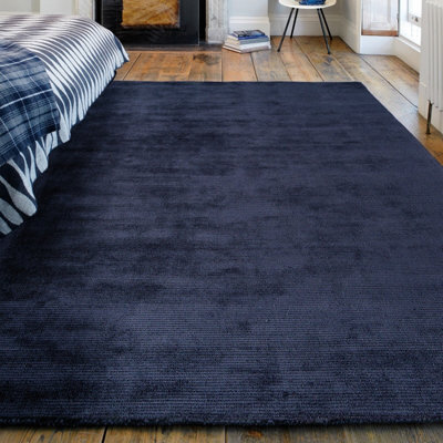 Plain Navy Modern Handmade Rug For Dining Room Bedroom & Living Room-200Cm X 300Cm - image 1
