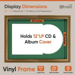 "AK Frames 25X17"" Gold Ornate Vinyl Record Frame With Emerald Mount For 12 Inch Lp Cover & Disc - Overlapped Design" - thumbnail 2