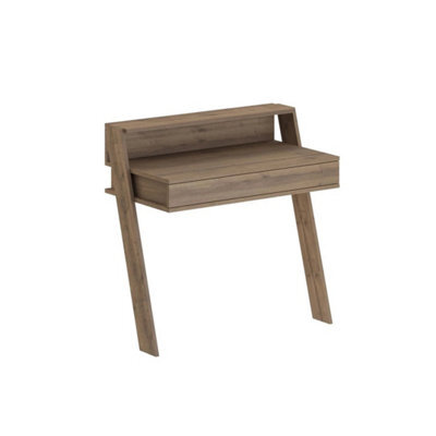 Wall Mounted Dark Oak Office Desk Modern 1 Drawer Work Table - image 1