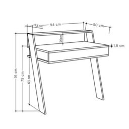 Wall Mounted Dark Oak Office Desk Modern 1 Drawer Work Table - thumbnail 2