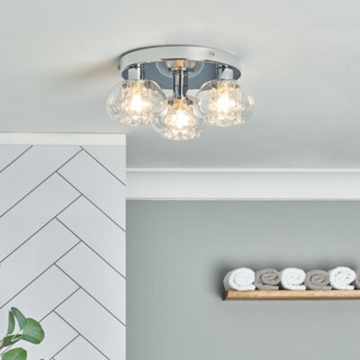 Litecraft Lillian 3 Light Chrome Bathroom Flush Ceiling Light - image 1