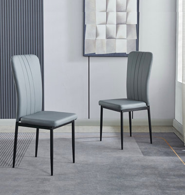 Hallowood Furniture Cullompton Dining Chair With Light Grey Faux Leather And Black Legs X 2 - image 1
