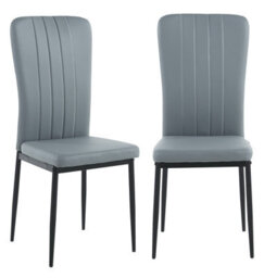 Hallowood Furniture Cullompton Dining Chair With Light Grey Faux Leather And Black Legs X 2 - thumbnail 8