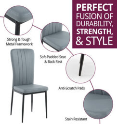 Hallowood Furniture Cullompton Dining Chair With Light Grey Faux Leather And Black Legs X 2 - thumbnail 2