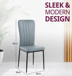 Hallowood Furniture Cullompton Dining Chair With Light Grey Faux Leather And Black Legs X 2 - thumbnail 3