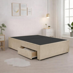 Luxury Cream Plush Milan Super King Size Bed Frame With Mattress 54 Inches Wingback Headboard 2 Footend Storage Drawers - thumbnail 6